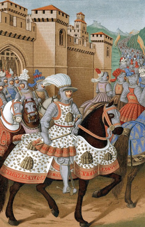 Louis XII of France riding out with his army to chastise the city of Genoa, 24 April 1507 de Unbekannter Künstler
