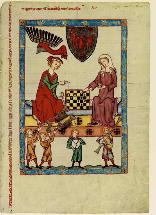 Margrave Otto IV of Brandenburg Playing Chess (From the Codex Manesse) de Unbekannter Künstler
