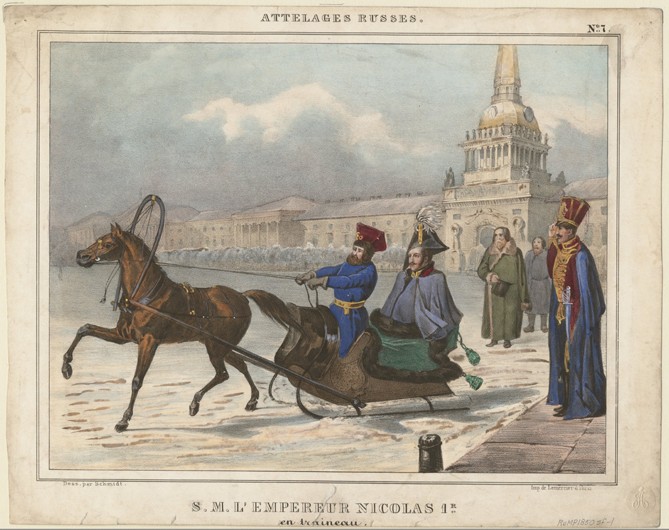 Nicholas I of Russia in a sleigh de Unbekannter Künstler