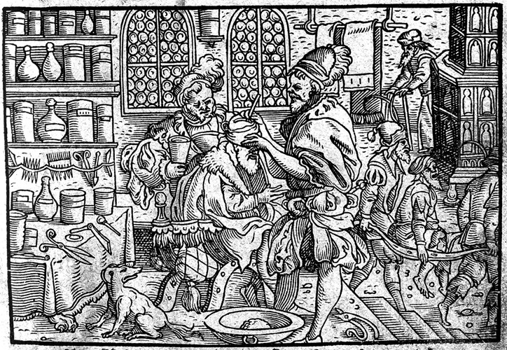 Operation on a man's head. From: Die große Wundarzney by Theophrastus Bombastus von Hohenheim de Unbekannter Künstler