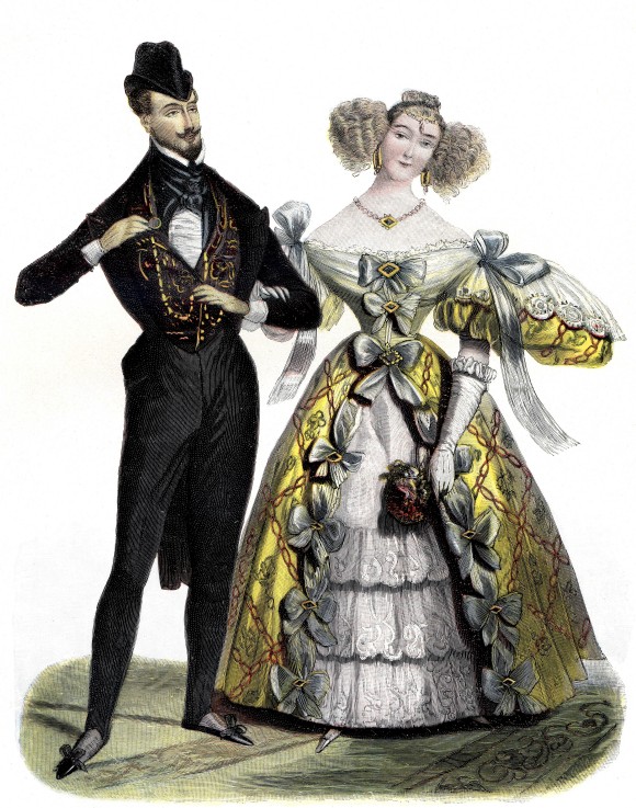Paris ball dress from the year 1830 de Unbekannter Künstler