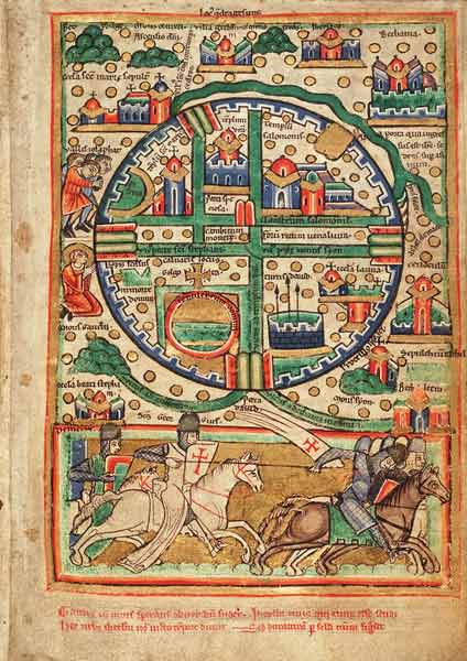 Plan of Jerusalem. Psalter fragment de Unbekannter Künstler