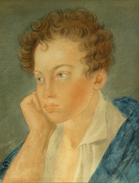 Portrait of the poet Alexander S. Pushkin (1799-1837) de Unbekannter Künstler