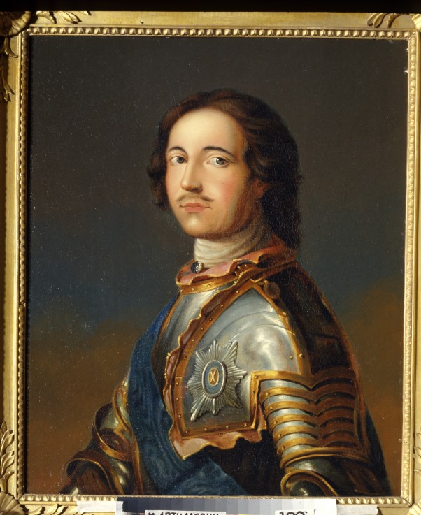 Portrait of Emperor Peter I the Great (1672-1725) in Knight Armour de Unbekannter Künstler