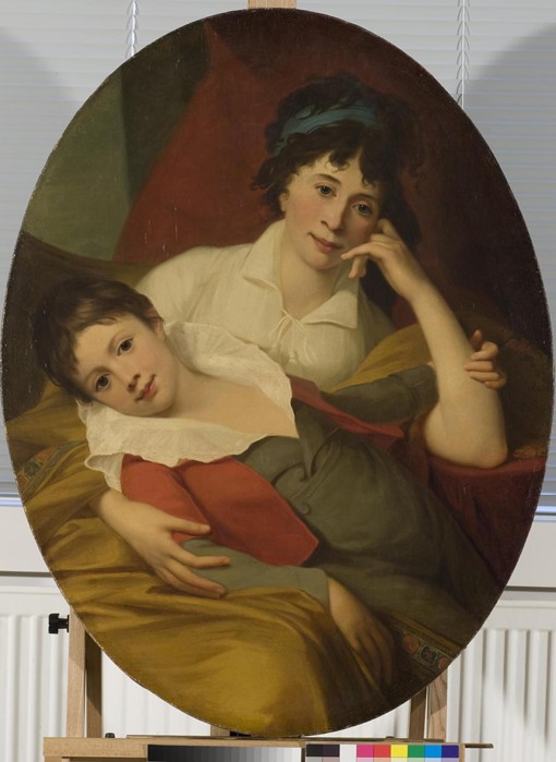 Portrait of Ekaterina Fyodorovna Muravyova-Apostol (1771-1848) with son de Unbekannter Künstler
