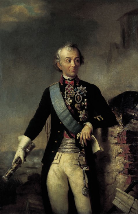 Portrait of Field Marshal Prince Alexander Suvorov (1729–1800) with a Baton de Unbekannter Künstler
