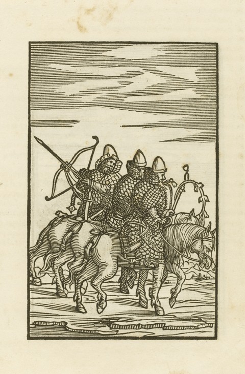 Russian warriors. (From: Comentari della Moscovia et parimente della Russia by Sigmund von Herberste de Unbekannter Künstler