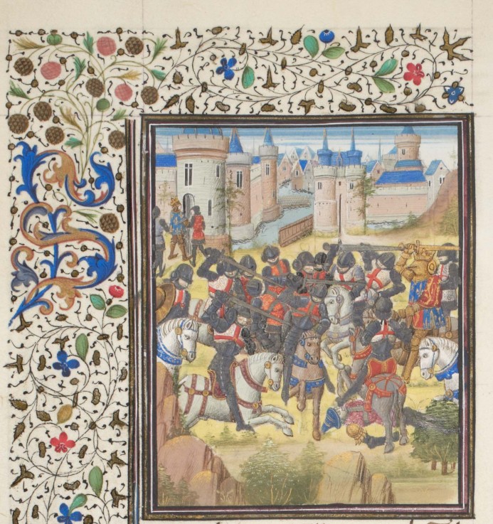 Victory of Richard the Lionheart over Philip Augustus in 1198. Miniature from the "Historia" by Will de Unbekannter Künstler