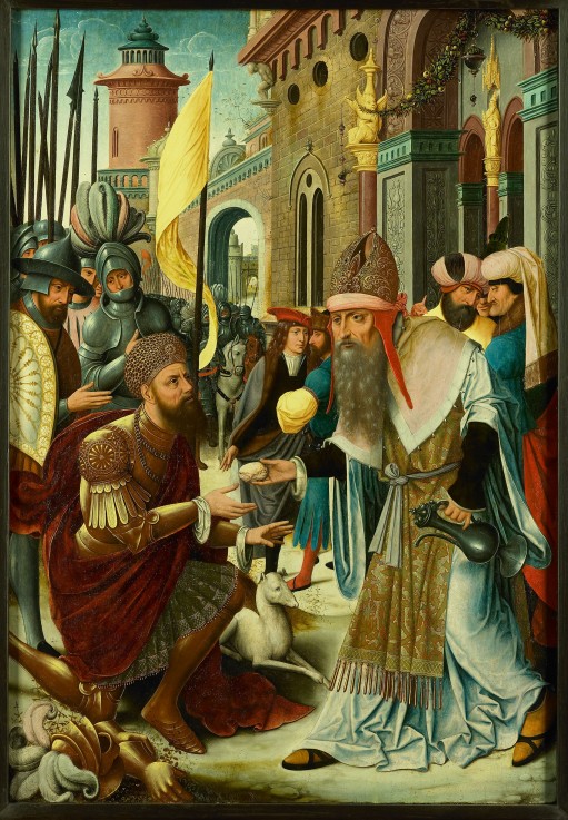 Meeting of Abraham and Melchizedek in a synagogue de Unbekannter Künstler