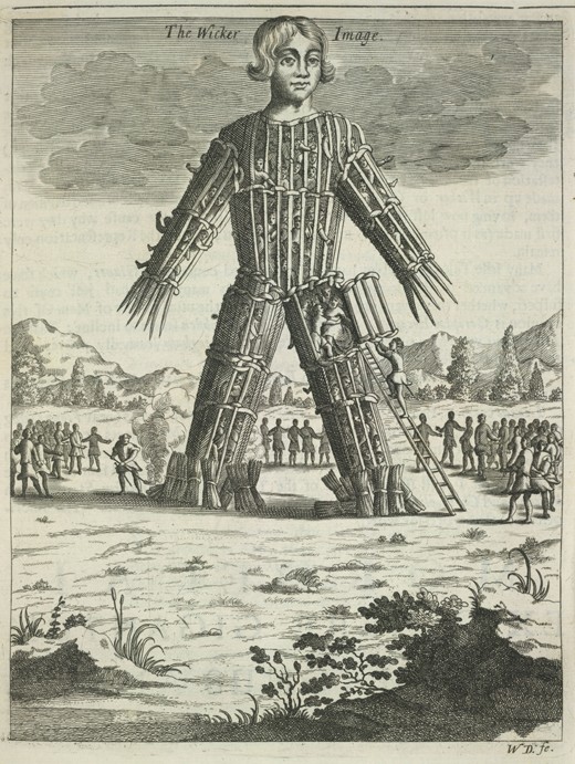 Wicker man (from Britannia Antiqua Illustrata by Aylett Sammes) de Unbekannter Künstler