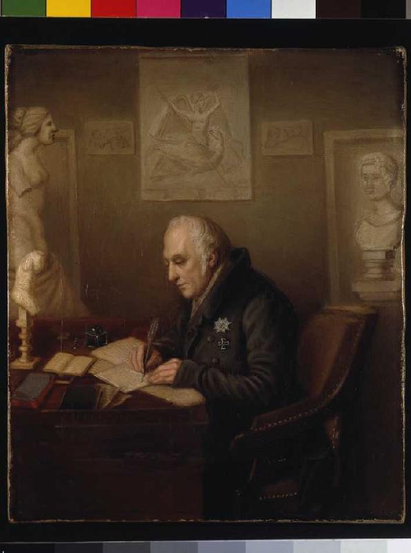Wilhelm von Humboldt (1767-1853) in seinem Arbeitszimmer in Schloss Tegel. de Unbekannter Künstler