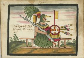 Xiuhtecuhtli, Aztec god of fire, day and heat. From the Ramírez Codex (The Tovar Codex)