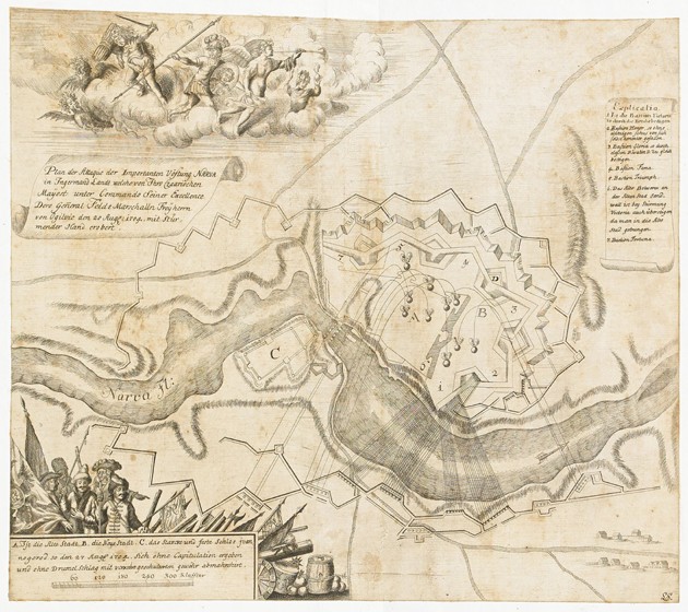 Map of the Battle at Narva de Unbekannter Meister