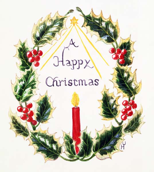A Happy Christmas (w/c on paper)  de Ursula  Hodgson