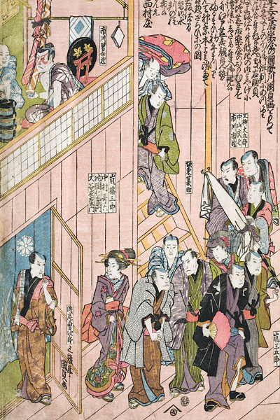 Innenansicht des Dotombori-Theaters in Osaka de Utagawa Kunisada