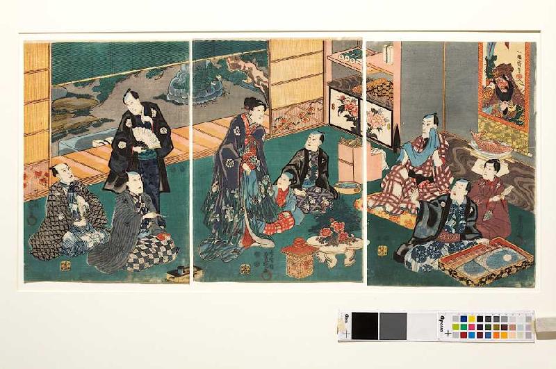 Festessen der Brüder Ichikawa und ihrer Gäste bei Danjuro VIII. de Utagawa Kunisada