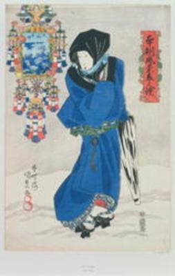 Japanese Woman in the Snow (colour woodblock print) de Utagawa Kunisada