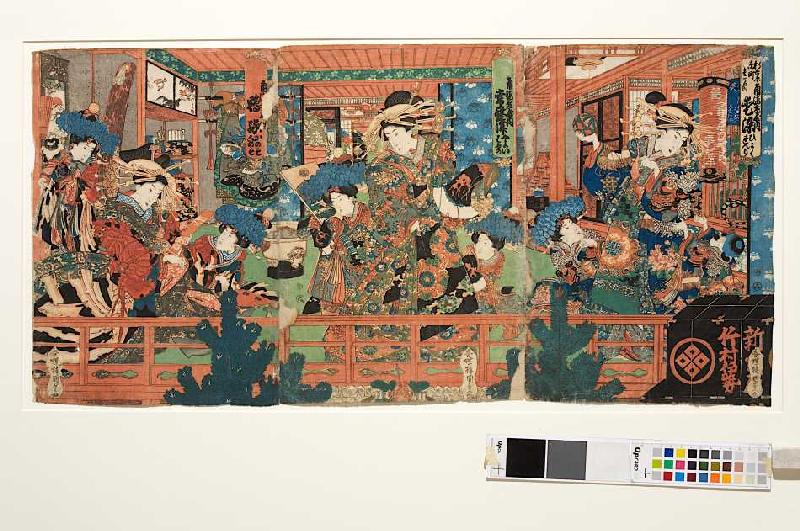 Kurtisanen mit ihren Schülerinnen im Freudenhaus de Utagawa Kunisada