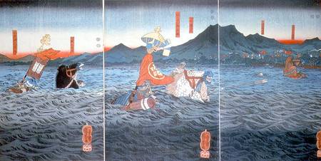 The Rival Generals fording the Ujigawa de Utagawa Kuniyoshi