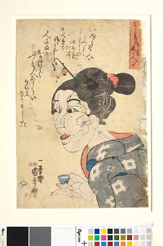 Sie gibt sich alt, ist aber jung de Utagawa Kuniyoshi