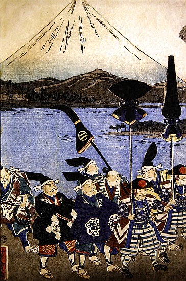 The Daimyo''s entourage before Mount Fuji de Utagawa Yoshitora