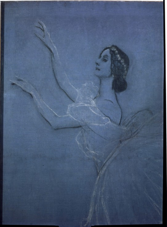 Ballet dancer Anna Pavlova in the ballet Les sylphides by F. Chopin. Detail de Valentin Alexandrowitsch Serow