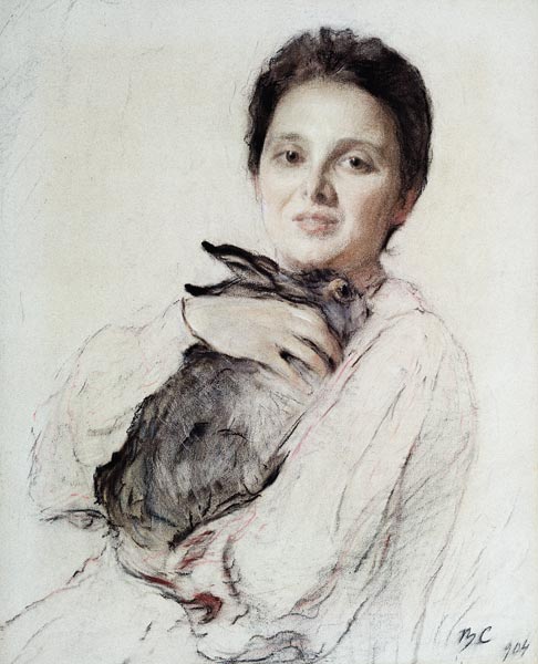 Portrait of Kleopatra Obninskaya with a Hare de Valentin Alexandrowitsch Serow