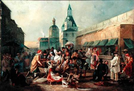 Refreshment Stall near the Chinese Wall in Moscow de Vasili Egorovich Astrakhov