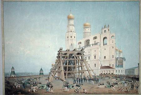 Raising of the Tsar-bell in the Moscow Kremlin in 1836 de Vasili Semenovich Sadovnikov