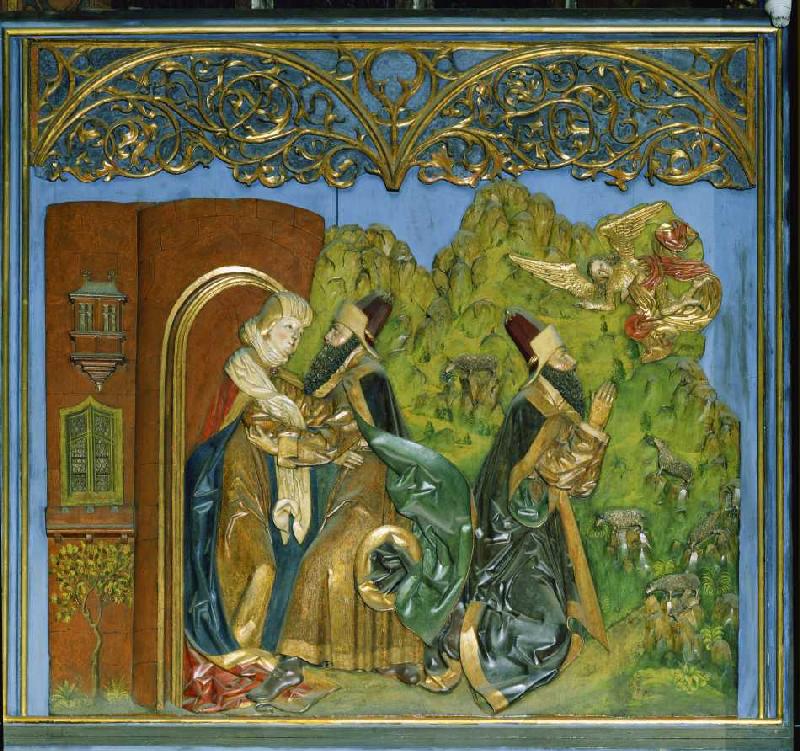 Der Krakauer Marienaltar: Joachim und Anna an der Goldenen Pforte, die Verkündigung an Joachim de Veit Stoß