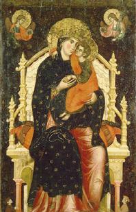 Maria mit dem Kind auf dem Thron.