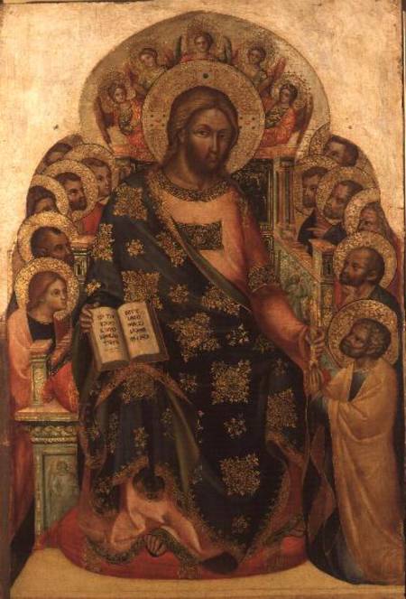 Christ Enthroned with Saints and Angels Handing the Key to St. Peter de Veneziano Lorenzo