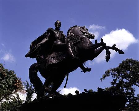 Monument to Simon Bolivar in the Plaza Bolivar de Venezuelan School