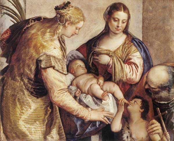 Die Hl. Familie mit der Hl. Barbara und dem Johannesknaben de Veronese, Paolo (eigentl. Paolo Caliari)