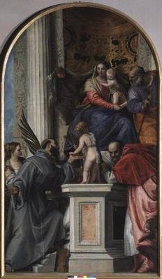 Madonna and Child Enthroned, St. John the Baptist as a Boy, St. Joseph, St. Jerome, St. Justinia and de Veronese, Paolo (eigentl. Paolo Caliari)