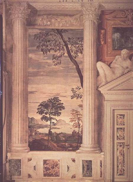 Landscape, detail of the frescoes in the Olympic Room de Veronese, Paolo (eigentl. Paolo Caliari)