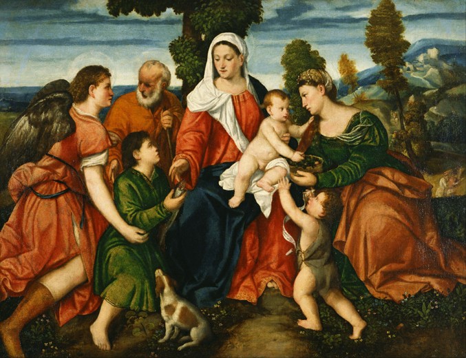 The Holy Family with Tobias and the Angel, Saint Dorothy, John the Baptist and the Miracle of the Co de Veronese, Paolo (eigentl. Paolo Caliari)