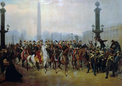 Napoleon III. with his stick on the Place de's La