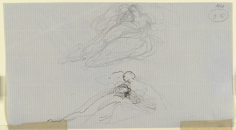 Zwei Liebespaare (oben Francesca und Paolo, gemeinsam im zweiten Höllenkreis schwebend?) de Victor Müller