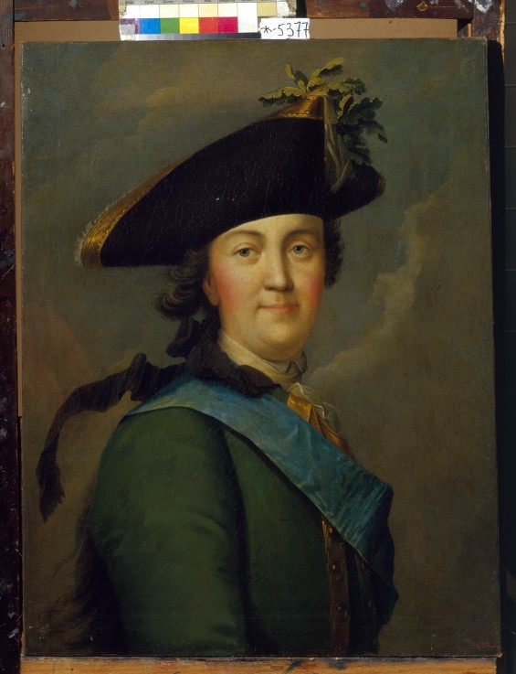 Portrait of Empress Catherine II (1729-1796) in the Life Guards uniform de Vigilius Erichsen
