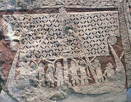 Detail of a picture stone depicting a Viking ship, from the Isle of Gotland de Viking