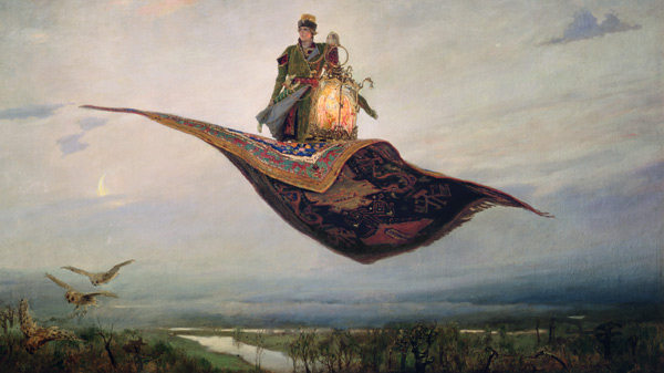 Riding a Flying Carpet de Viktor Michailowitsch Wasnezow
