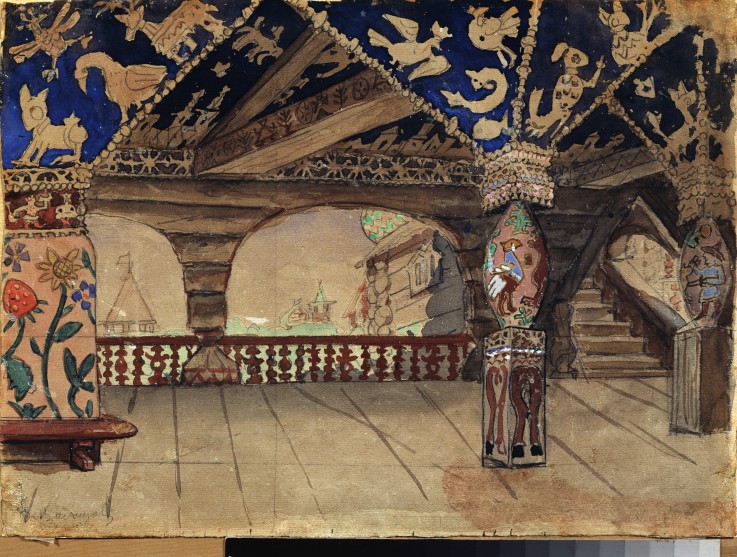 Stage design for the theatre play Snow Maiden by A. Ostrovsky de Viktor Michailowitsch Wasnezow