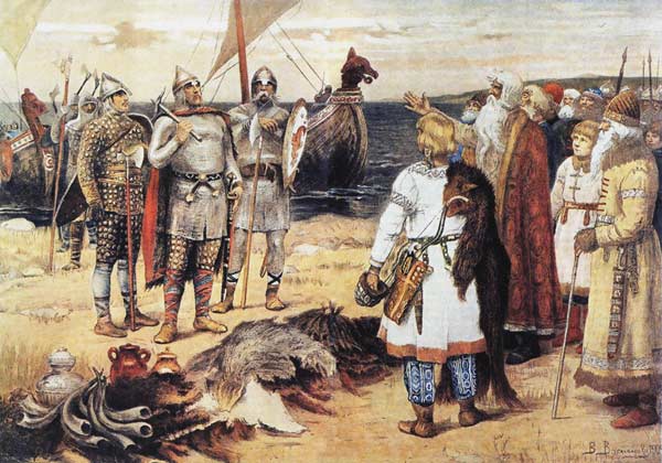 The Invitation of the Varangians: Rurik and his brothers arrive in Staraya Ladoga de Viktor Michailowitsch Wasnezow