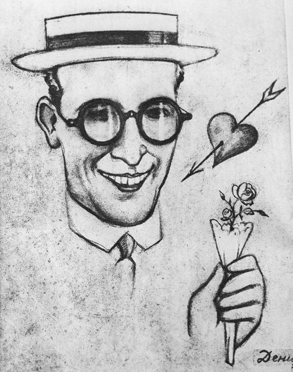 Caricature on American actor Harold Lloyd de Viktor Nikolaevich Deni