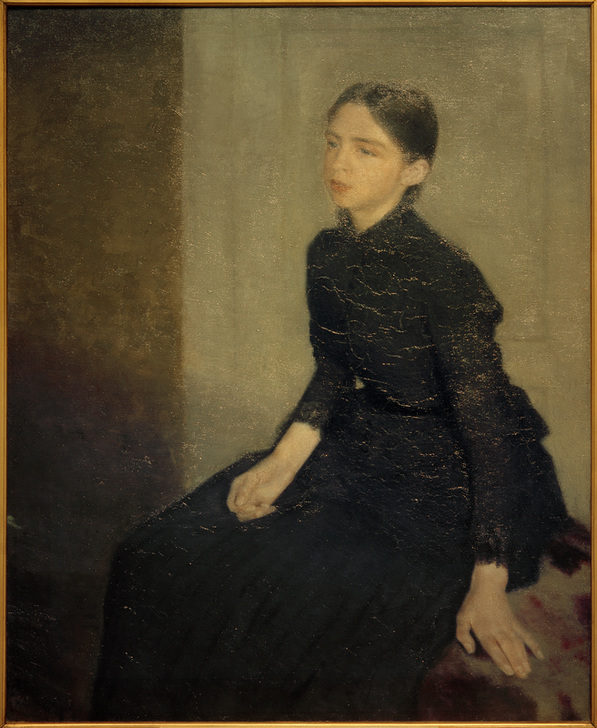 Porträt eines jungen Mädchens. Die Schwester des Künstlers, Anna Hammershöi de Vilhelm Hammershöi