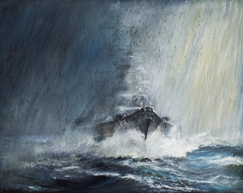 Bismarck through curtains of Rain Sleet & Snow 22/05/1941 de Vincent Alexander Booth