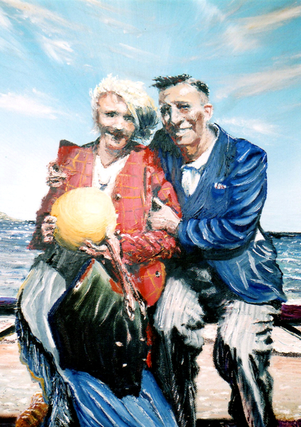 Gran and Granddad with ball at the seaside de Vincent Alexander Booth