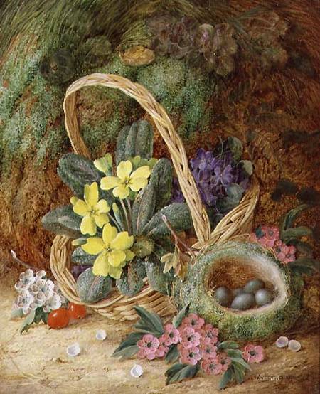 Still Life with Primroses and a Bird's Nest de Vincent Clare
