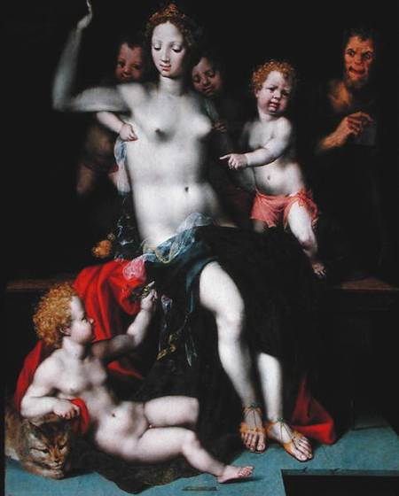 Jupiter as a Satyr with Antiope and their Twins, Amphion and Zethos de Vincent Sellaer